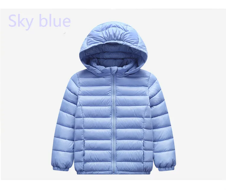 Зимняя куртка-пуховик для мальчиков и девочек 90% утиный пух, теплый ультра-светильник, Детская куртка Одежда для больших мальчиков и девочек Размер От 2 до 10 лет - Цвет: -H20-Sky blue-