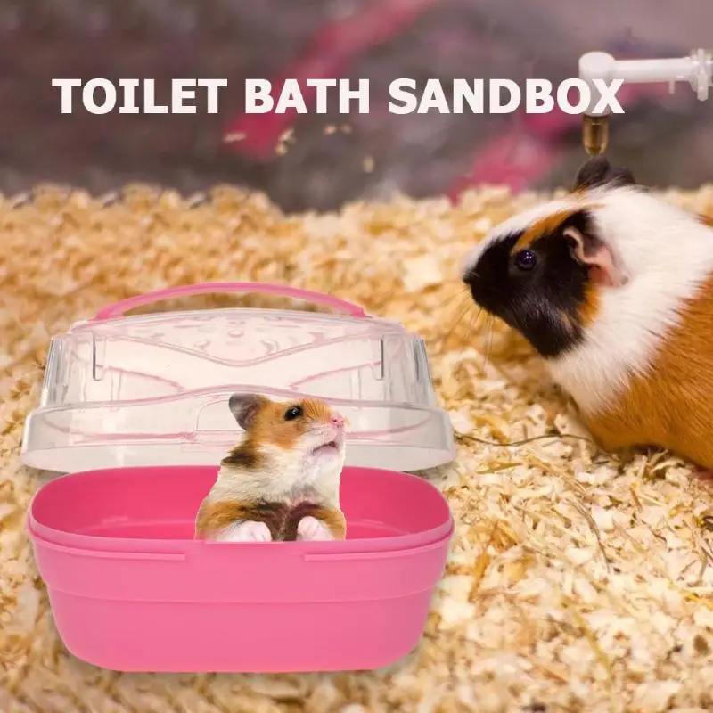 

Plastic for Hamster Small Pet Bath Sand Box Toilet Bathroom Sauna Bathtub Pets The Transparent Lid Can Clearly See Inside
