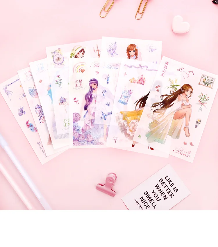 6 листов Kawaii наклейки с картинками принцесс милые канцелярские наклейки s декор наклейки для детей DIY Скрапбукинг дневник принадлежности для альбома