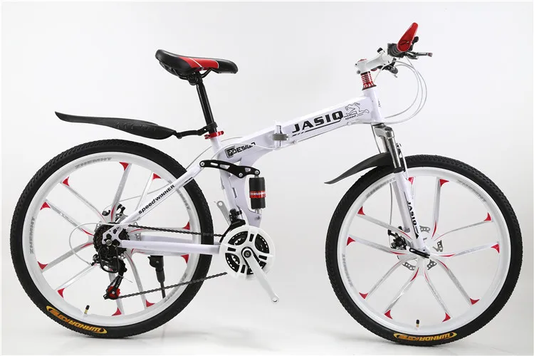 Folding Mountain Bike 26 inches 21 Speed Folding Bicycle Male / Female / Student Mountain Bike Brake Shockingproof Frame Brakes