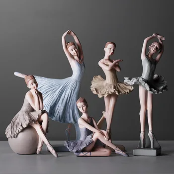 

Creative Ballet Girls Figures Dancing Figurines For Home Decoration Resin People Statues Living Room Decor Fashion Gifts & Craft