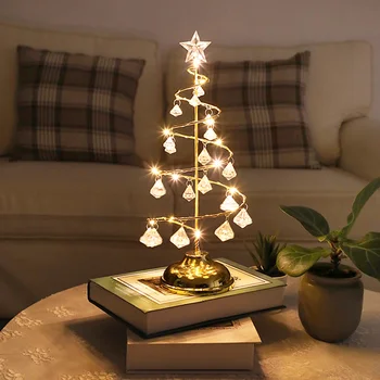 

LED Christmas Tree Desk Light Battery Power New Year Night Lamp Home Children's Room Bedroom Decorations Light Christmas Present