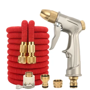 

25FT High-Pressure Car Wash Nozzle Set Hose Brush Tool Multi-Function Gardening Watering Device Telescopic Water Pipe