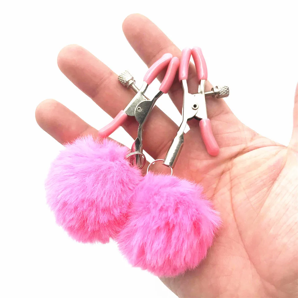 Furry Ball Nipple Clamp Sexy Aid Flirting Toy Mimi Clip Clitoris Masturbation Stimulation SM Training L064 | Красота и здоровье