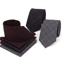 Крест-граница для напрямую от производителя Модные мужские клетчатые Свадебные Жених Банкетный деловой галстук Набор платков
