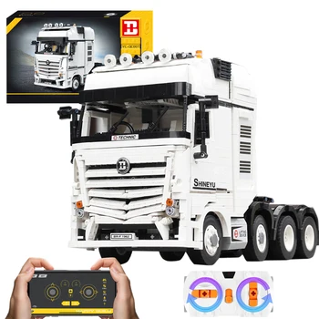 

2949Pcs Moc Small Particles Building Blocks 2.4G Dual RC 4CH Truck Assembly Trailer Model