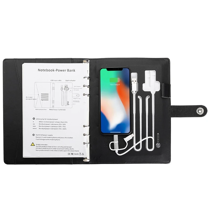 Бизнес Note Book многофункциональная A5 power Book 8000 MAh power Bank Qi Беспроводная зарядка записная книжка в переплете дневник планировщик