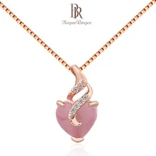 Bague Ringen темперамент в форме сердца драгоценный камень кулон серебро 925 ювелирные изделия Росс кварц ожерелье для женщин розовое золото цвет Свадьба