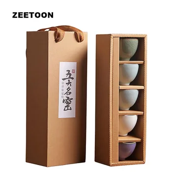 

5PCS/Lot Ceramic Teacup Gift Box Teaware Drinkware Chinese Kung Fu Tea Set Teacup Sake Cups Small Tea Bowls Crafts Master Cup