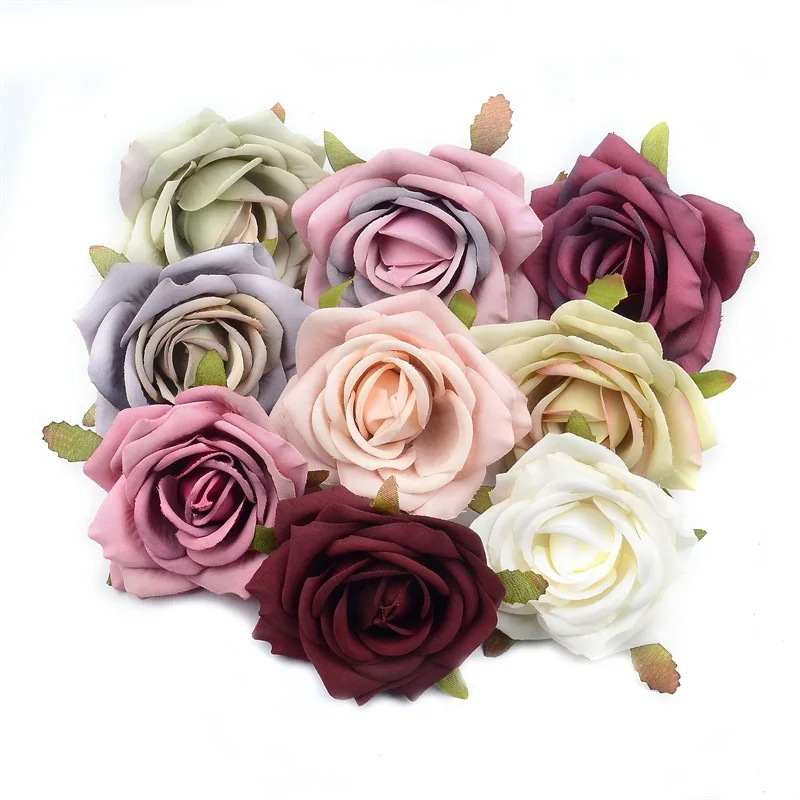 50pcs Large 7cm European Silk Artificial Rose Flower Heads Retro For Home Wedding Party