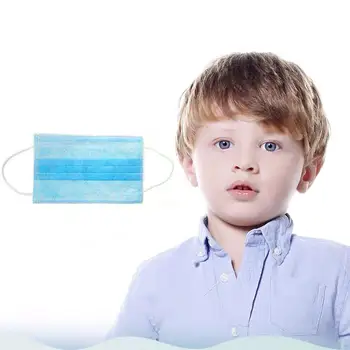 

10Pcs/Bag Three-layer Children Protective Mask Blue Disposable Non-woven Mask Small Mask for Children Large Inventory