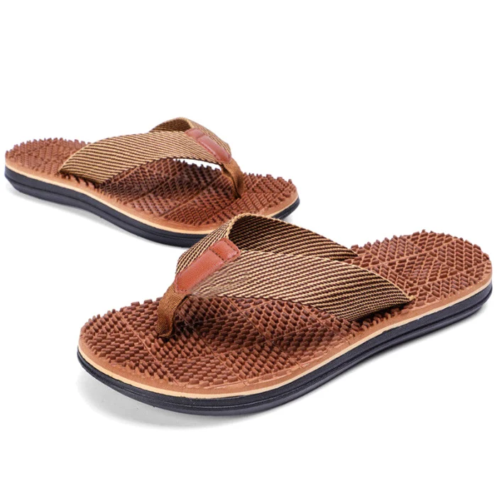 Hot Men Flip Flops Massage Slippers Sandals Textile Strap Anti-slip Shoes for Summer Beach BVN66