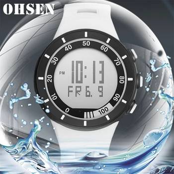 

OHSEN Men Sports Digital Watches Alloy Dial LED Display Fashion Wristwatch Stop Watch Calendar Backlight Alarm Relogio Masculino