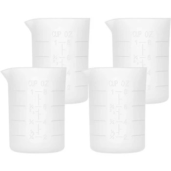 

250Ml Silicone Measuring Cups, 4 PCS Reusable Silicone Mixing Cups Durable Easy Clean for Epoxy Resin, Casting Molds