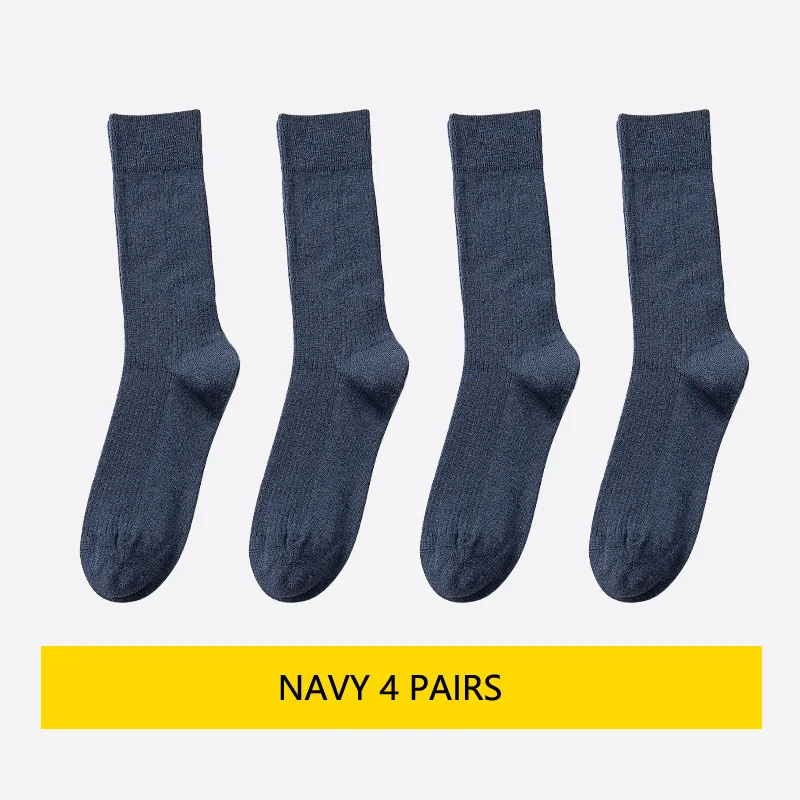 4pairs100% хлопок для бизнес на каждый день мягкие мужские носки мужские короткие Дышащие длинные носки мужские летние осенние носки средней расцветки - Цвет: 2