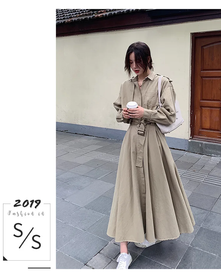 Модное шикарное пальто для фотосессии с большим подолом, осень, стиль, женское платье, шарад, пуговица сзади, талия, облегающий Тренч