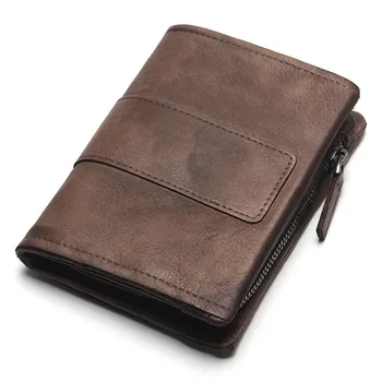 

100% top quality cow genuine leather men wallets luxury short style male purse carteira masculina