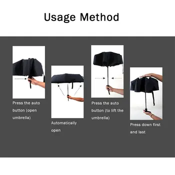 

8/10 Ribs Auto Open/Close Umbrella Waterproof Travel Portable Windproof Rainy Umbrellas DEC889