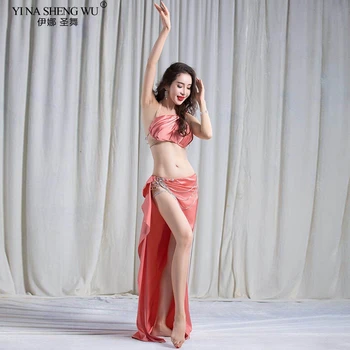 

New 2 pcs Luxury Bra+Split Skirt long Skirt Belly Dance Costume Women Stage Performance Show Wear Suit Oriental Belly Dance Set