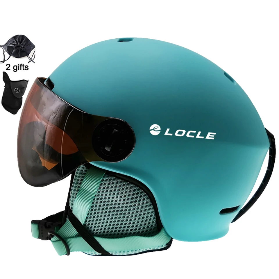 LOCLE лыжный шлем очки козырек для мужчин и женщин сноуборд шлем мото снегоход скейтборд защитный шлем маска зимний теплый флис