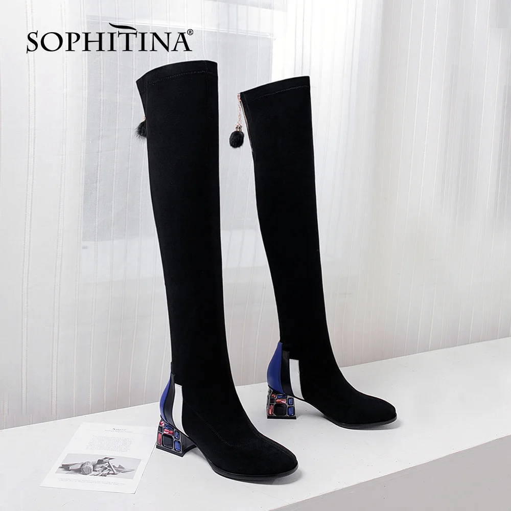 Ботинки SOPHITINA женские на квадратном каблуке модные дизайнерские пикантные