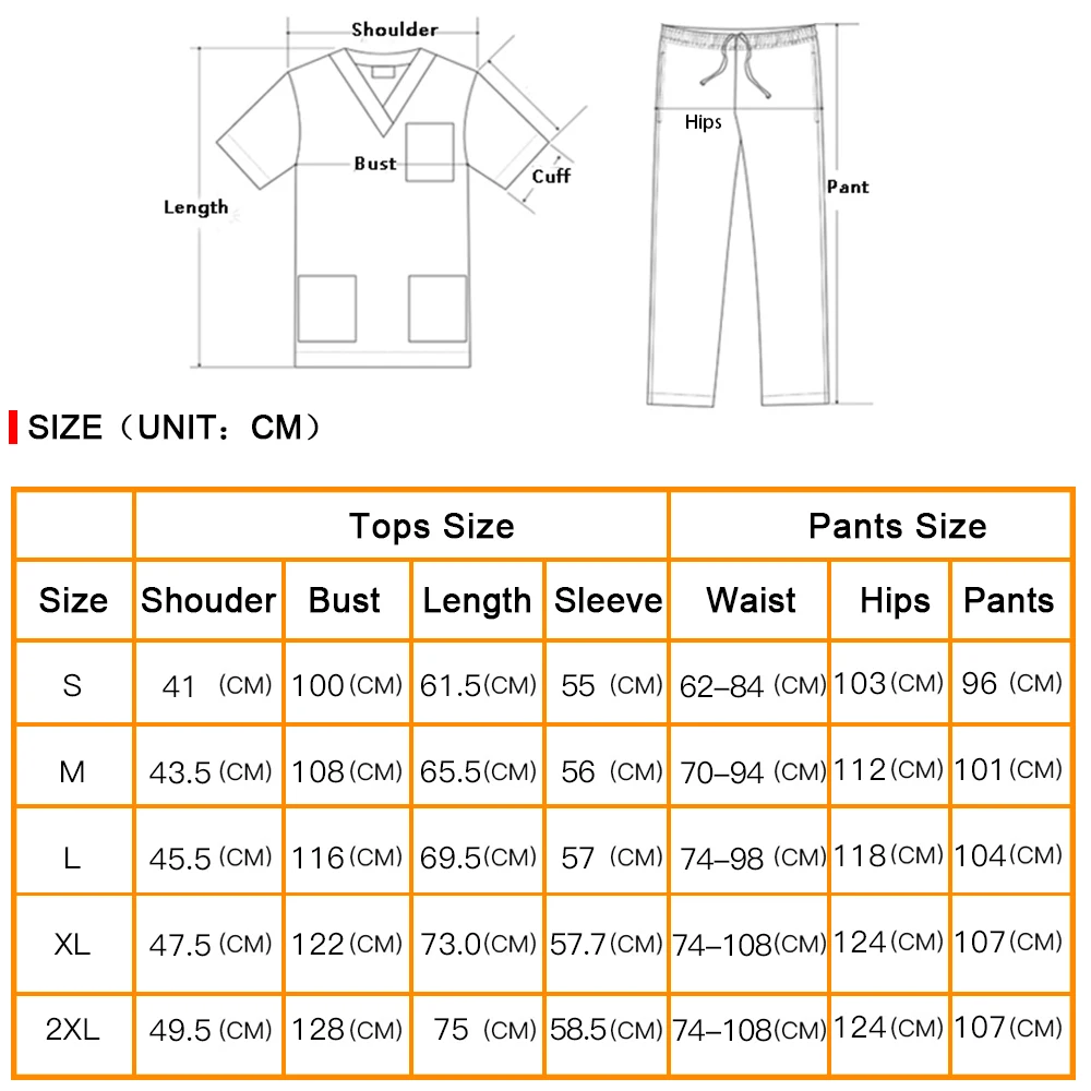 Medical Uniform Unisex Scrub Set V-neck Top pants Long Sleeved Doctor Clothes Overalls Pet Grooming Nursing Surgical Workwear