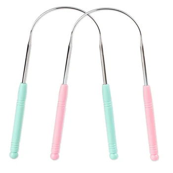 

2pcs Tongue Scraper Cleaner Stainless Steel Bad Breath For Dental Oral Health Care Accessories