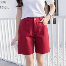 

Shorts Women Summer Straight BF Safari-style Solid All-match Loose Knee-length Street Wear Large Size Womens Short Trousers Chic