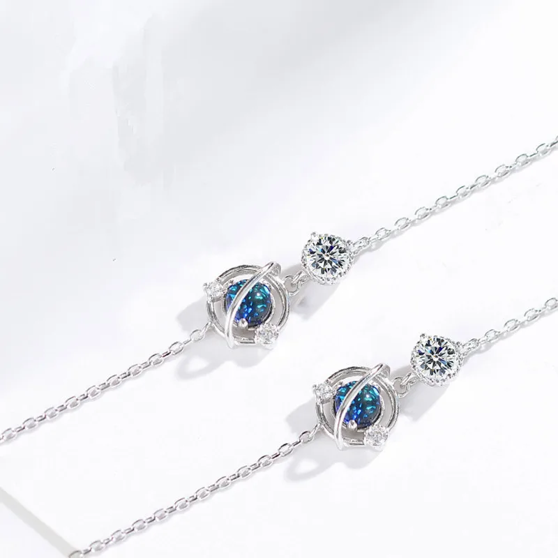 925 Sterling Silver Crystal Planet Charm Bracelet &Bangle For Women Wedding Jewelry Party Pulseras Mujer SL011 - Image 4