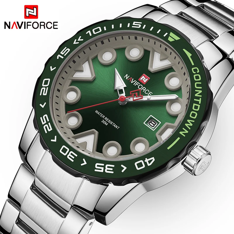 Топ бренд класса люкс NAVIFORCE для мужчин спортивные кварцевые часы нержавеющая