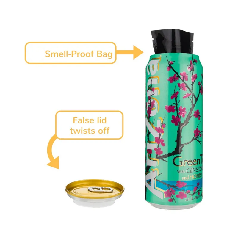 Green tea stash can Diversion Safe Orangeade can Hidden Safe Random flavor with a food grade smell proof bag
