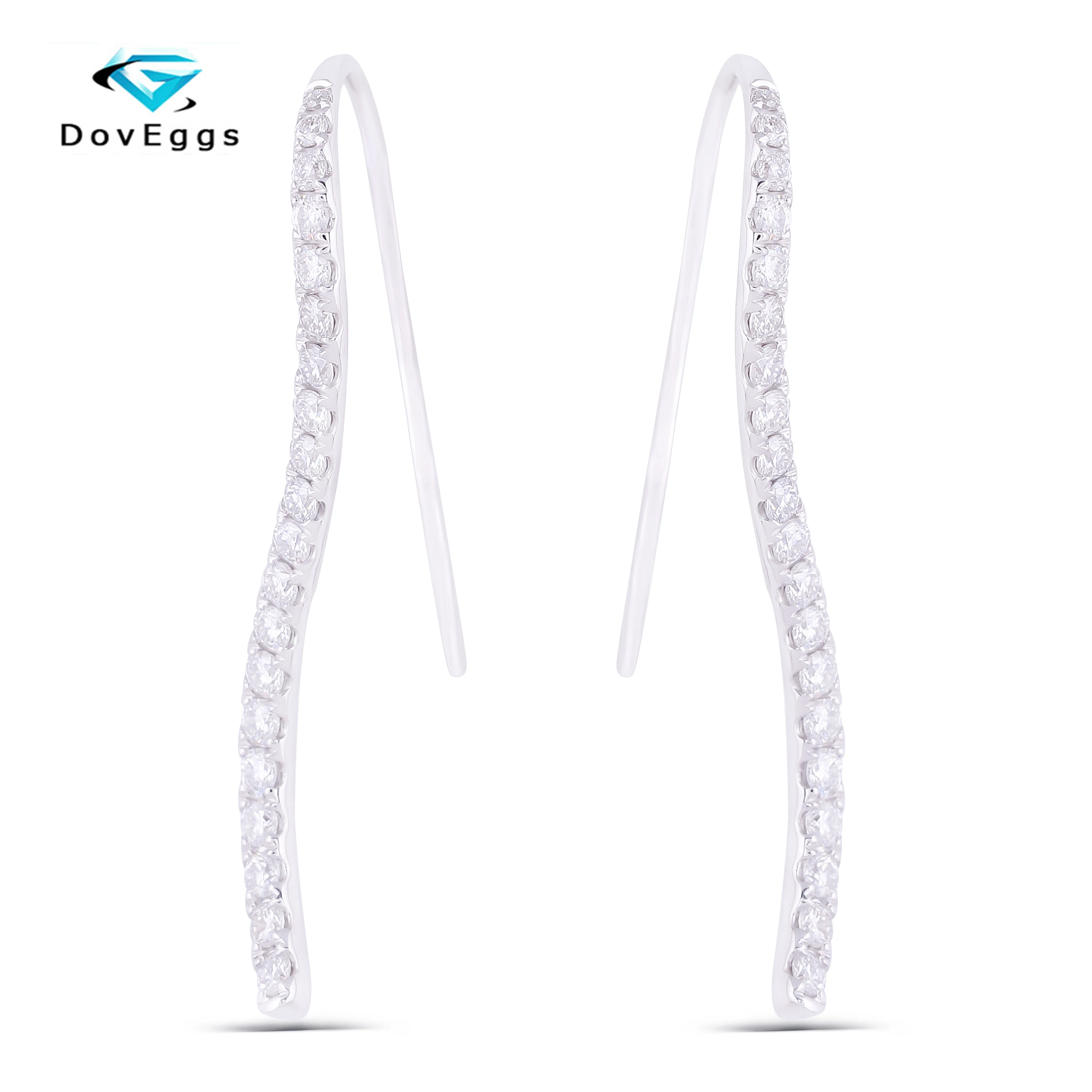 

DovEggs Sterling Solid 925 Silver 1.3CTW F Color Moissanite Elegant Line Shape Drop Earrings for Women Wedding Dangle Earring