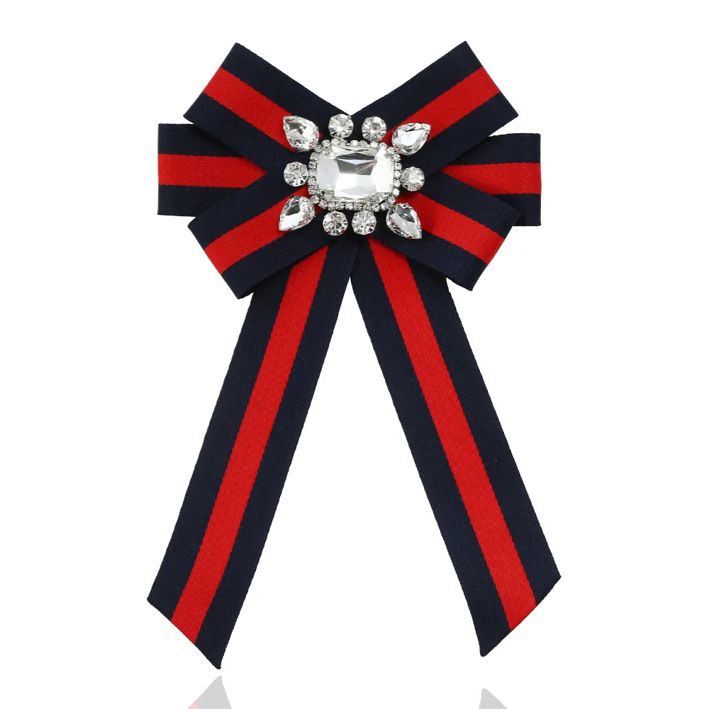 

Hot Selling Europe And America Clothing Brooch Bow Brooch Knitted Stripes Bowtie Bow Tie Women's Fabric