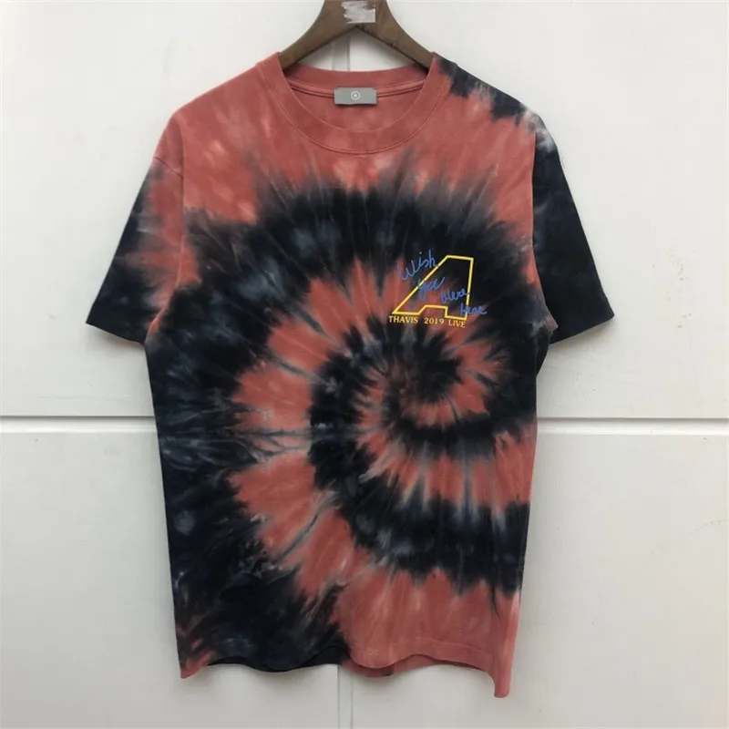 Трэвиса Скотта Tie Dye Tee Astroworld футболка для мужчин и женщин модная повседневная