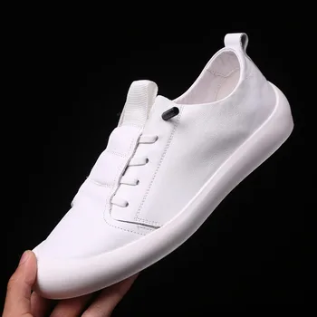 

Spring Autumn Mens Genuine Leather Casual Leisure Antiskid Soft Light Comfortable Hiking Walk White Black Shoes
