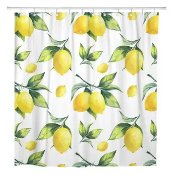 

Shower Curtain Watercolor Fruit Lemon Pattern on Colorful Tree Botanical Paint Home Bathroom Decor Polyester Fabric Waterproof