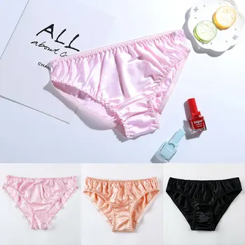 

2020 New Arrivals Women Sexy Silk Panties G-string Thongs Low Rise Lingerie Briefs Underwear Underpants Soft Breathable