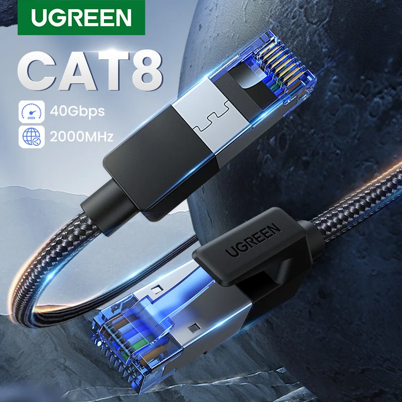 UGREEN Ethernet Kabel CAT8 40Gbps 2000MHz KATZE 8 Networking Nylon Geflochtene Internet Lan Kabel für Laptops PS 4 router RJ45 Kabel