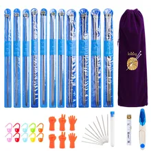 

22pcs Knitting Needles Set - 11 Pairs Hollow Stainless Steel Single Pointed Sweater Knitting Needle