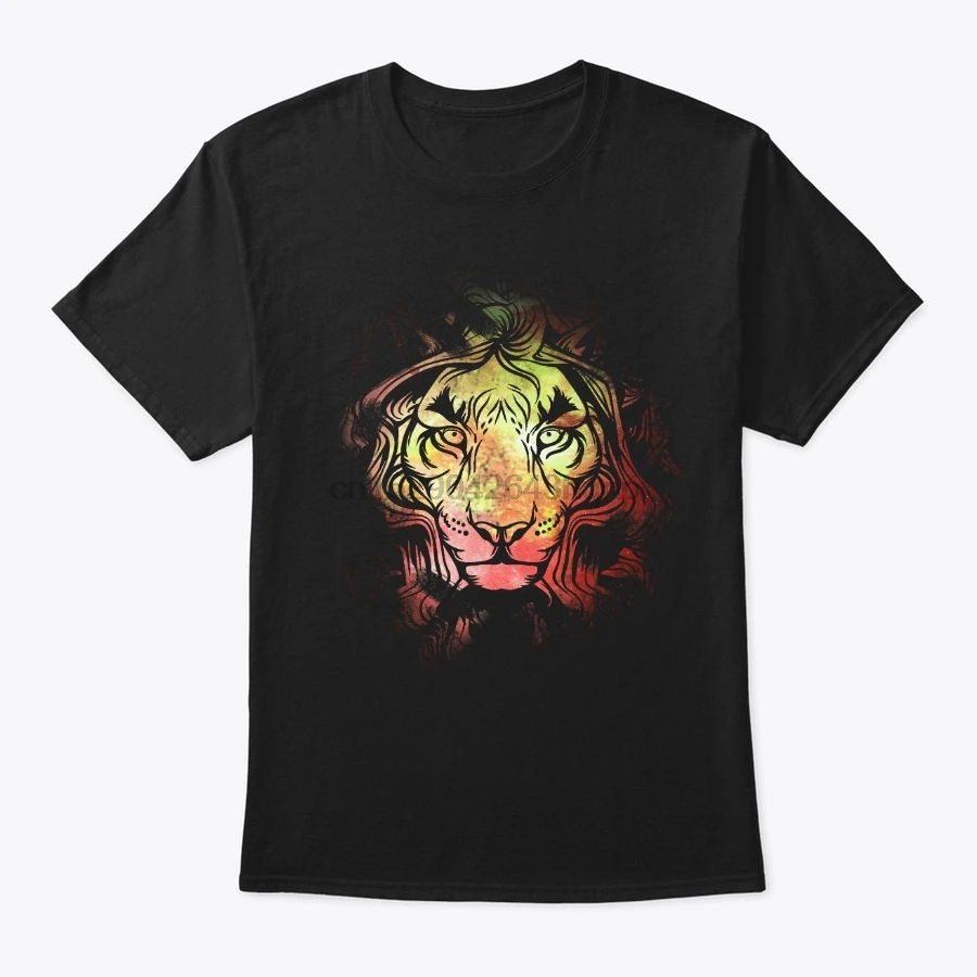 Мужская футболка Лев племя неоновый цвет Король животное футболки женская |