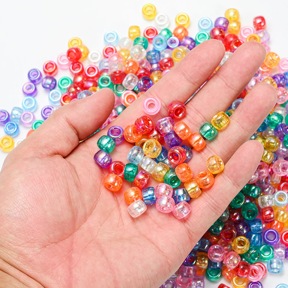 50-300pcs 6*9mm Shiny Dreadlock Big Large Hole Acrylic Beads Seed Spacer Beads for Jewelry Making Necklace Bracelet Needlework