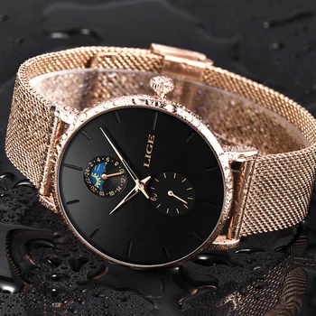 

LIGE New Fashion Mens Business Casual Watches 24 hrs Unique Design Quartz Gold Watch Waterproof Sport WristWatch erkek kol saati