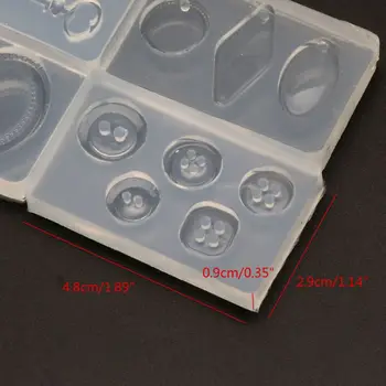 

4Pc Key Pendant Gemstone Button Frame Geometric UV Epoxy Resin Silicone Mold Kit 634D