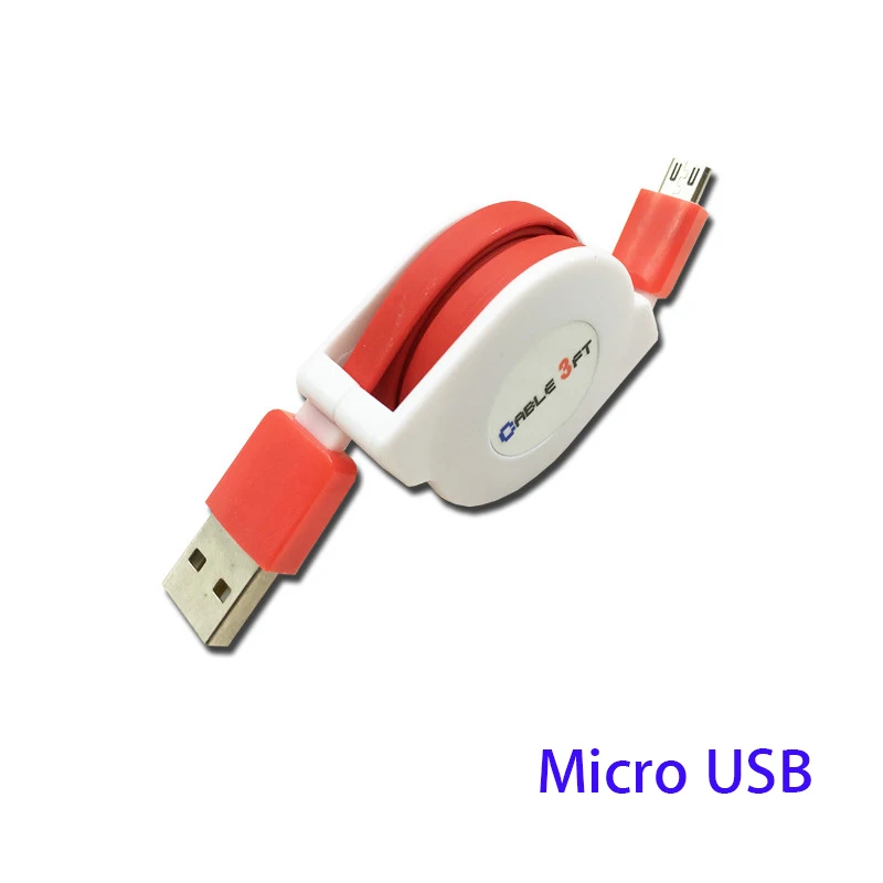 2/3 м микро USB Выдвижной зарядный кабель для Samsung Galaxy J3, J5, J7 года Redmi 8 7A 7 6 портативное зарядное устройство адаптер кабель - Цвет: Red Micro usb