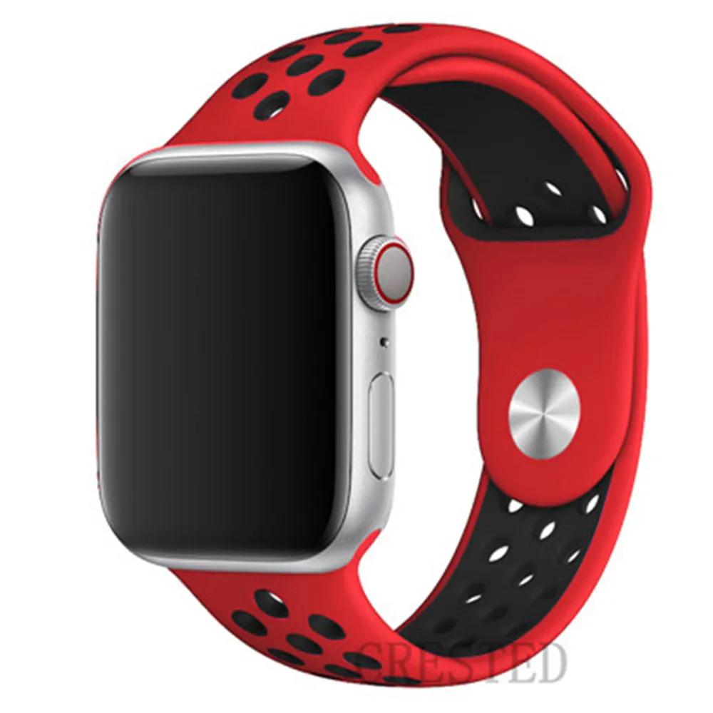 Спортивный ремешок для apple watch band 44 мм/40 мм apple watch 5 4 band iwatch band 5 42 мм/38 мм correa браслет ремень 3 Аксессуары для часов - Цвет ремешка: red black 7