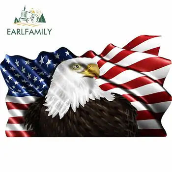 

EARLFAMILY 13cm x 7.9cm For American Bald Eagle Car Truck Decal Car Accessories Stickers Vinyl Material For JDM SUV RV Decor