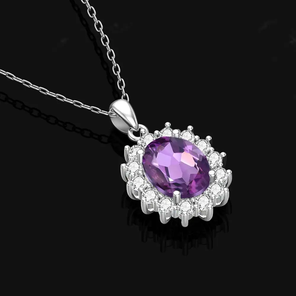 

Silver 925 Pendant Women Korean Fashion Gemstone Pendant Snowflake Inlaid Zircon Amethyst Gothic Jewelry Princess Accessories