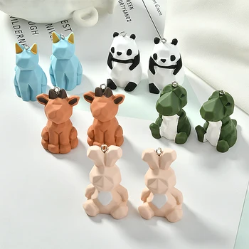 

Cute rabbit/panda/dinosaur shape handmade resin/rubber paint material earrings/key charms diy jewelry pendants accessory