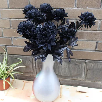 

Model Dahlia Single Stem Home Decoration Black and White with Pattern Top Grade Single Stem Halloween Decorative Wedding Artific