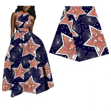 Принт со звездами, африканская настоящая восковая ткань для женщин и мужчин, одежда 6 ярдов из Анкары и Нигерии, настоящая голландская восковая ткань, хлопок, батик, ткань 314